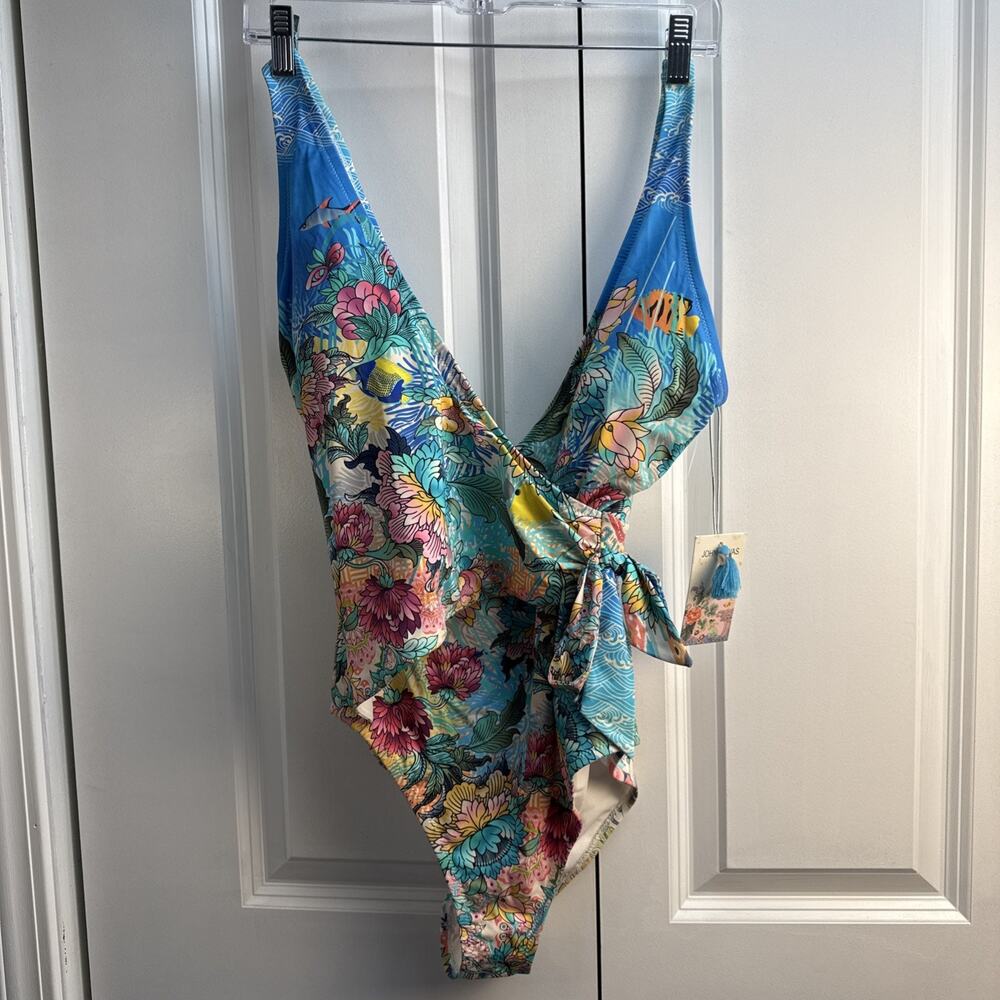 Johnny‎ Was Mixi Printed Wrap One Piece Swimsuit Multi Size M NWT - Picture 3 of 11